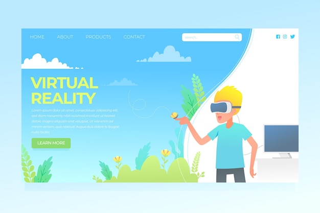 Vettore gratuito concetto di realtà virtuale - pagina di destinazione