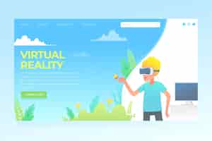 Бесплатное векторное изображение Концепция виртуальной реальности - целевая страница