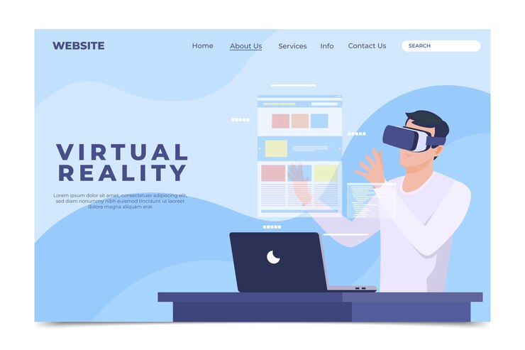 Free Vector virtual reality concept - landing page