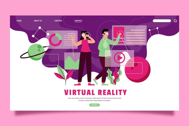 Vettore gratuito concetto di realtà virtuale - pagina di destinazione