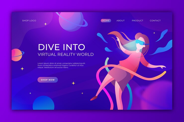Free Vector virtual reality concept - landing page