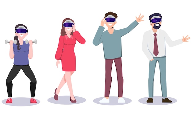 Free vector virtual reality concept with woman wearing a virtual reality eyes glasses