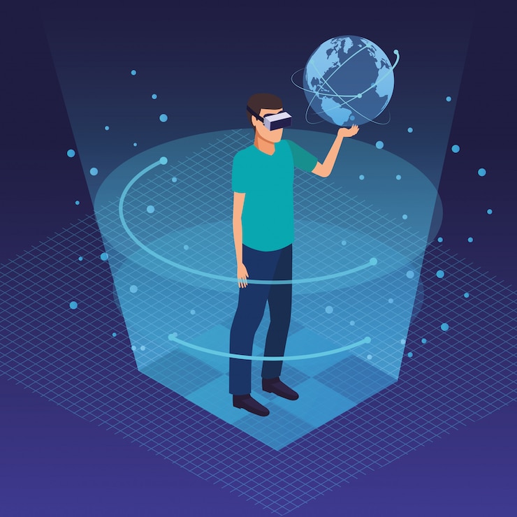 Free Vector virtual reality and friends cartoons