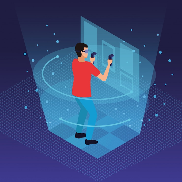 Free Vector virtual reality and friends cartoons