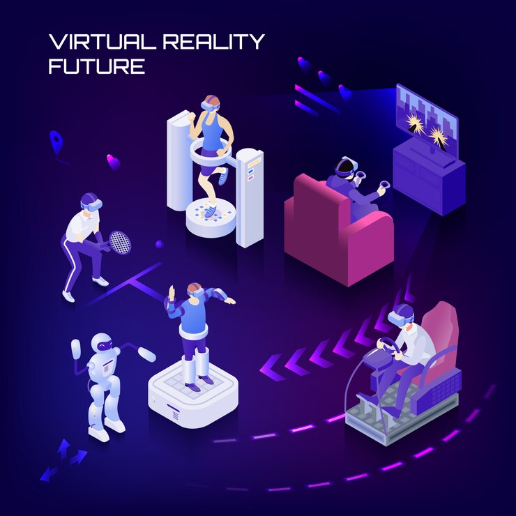 무료 Vector 가상 현실 미래 아이소 메트릭 배경