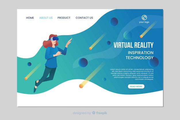 Pagina di destinazione dell'ispirazione per la realtà virtuale