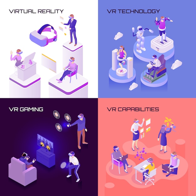 Free vector virtual reality isometric design concept