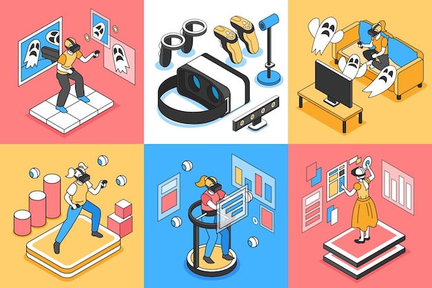 Free vector virtual reality isometric isolated illustration