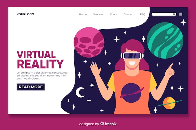 Virtual reality landin page template