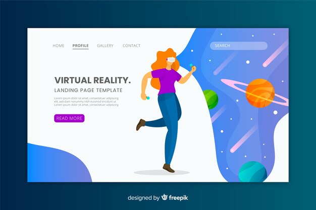 Free vector virtual reality landing page flat design