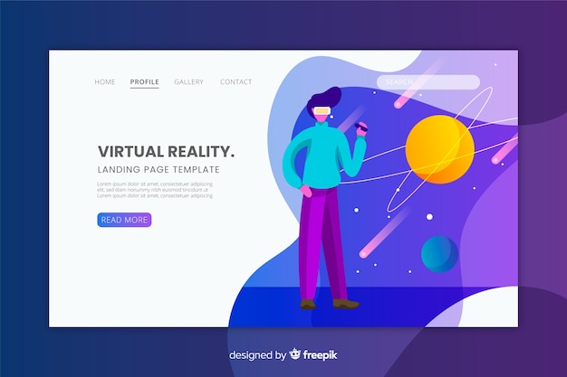 Virtual reality landing page flat design