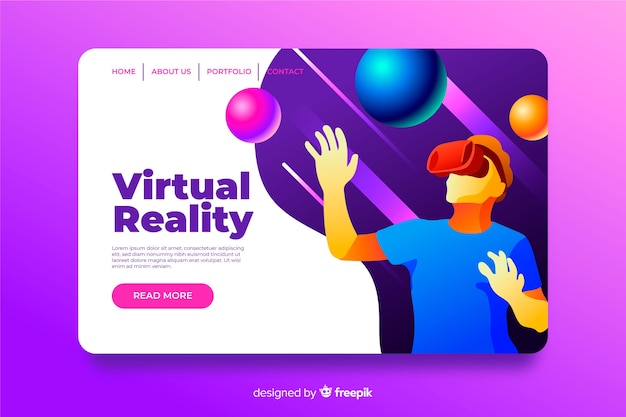 Free vector virtual reality landing page template flat design