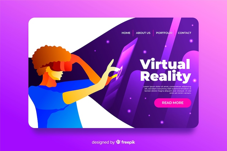 Free Vector virtual reality landing page template flat design