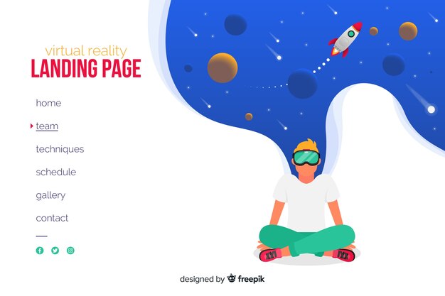 Virtual reality landing page template