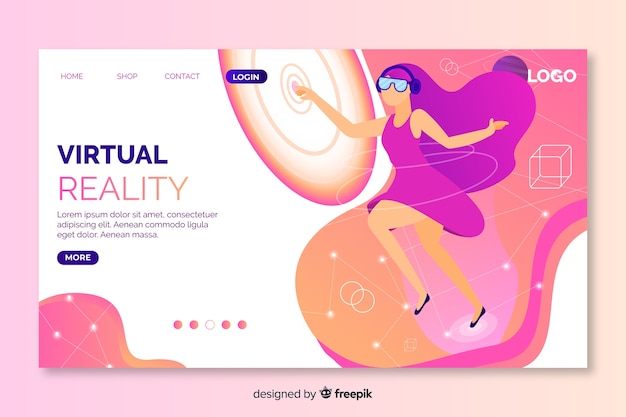 Virtual reality landing page template