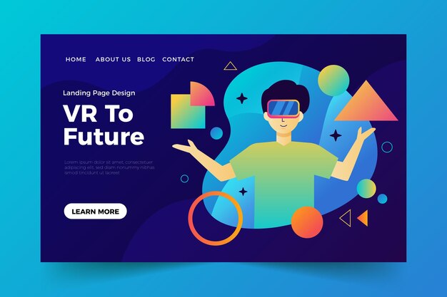 Virtual reality landing page template