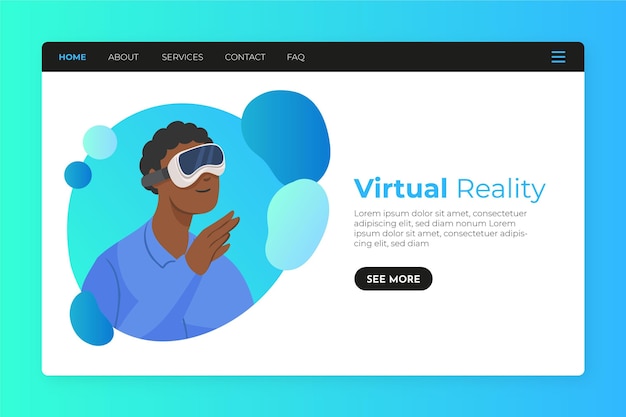 Virtual reality landing page template