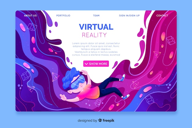 Virtual reality landing page template
