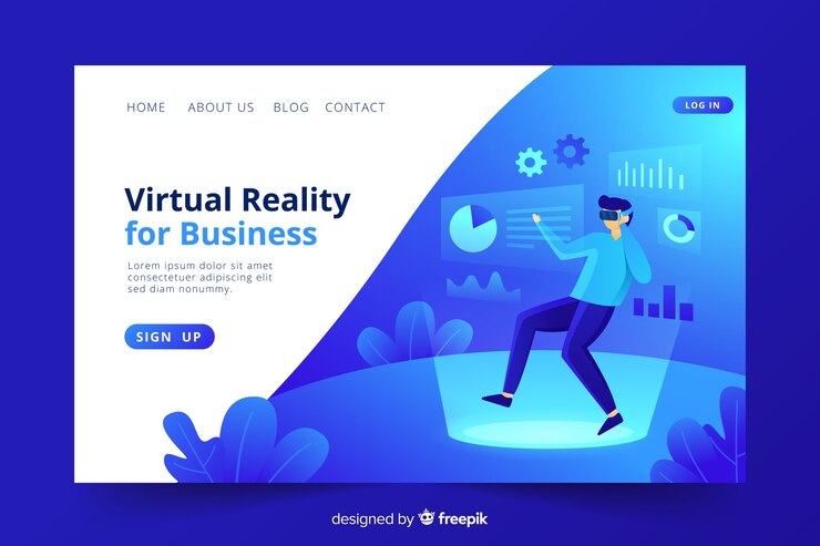 Free Vector virtual reality landing page template