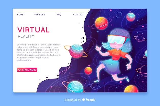 Virtual reality landing page template