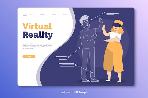 Vettore gratuito modello di landing page di realtà virtuale