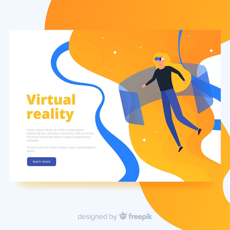 Free Vector virtual reality landing page template