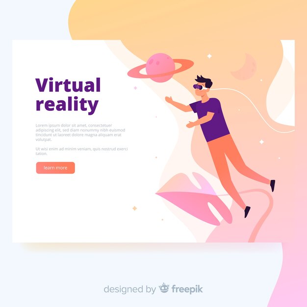 Virtual reality landing page template