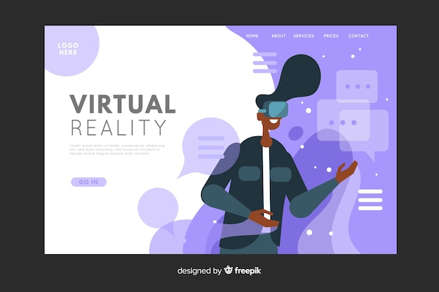 Free vector virtual reality landing page