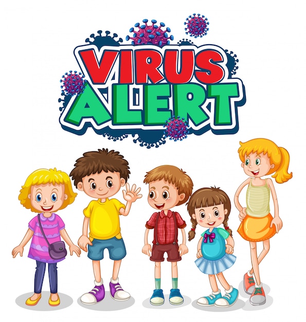 Virus alert sign with children