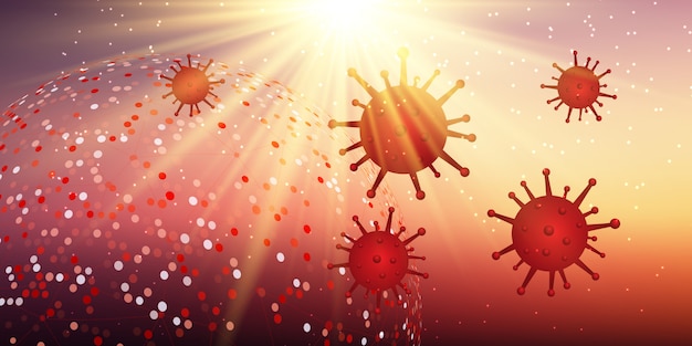 Virus cells, covid 19 illustration