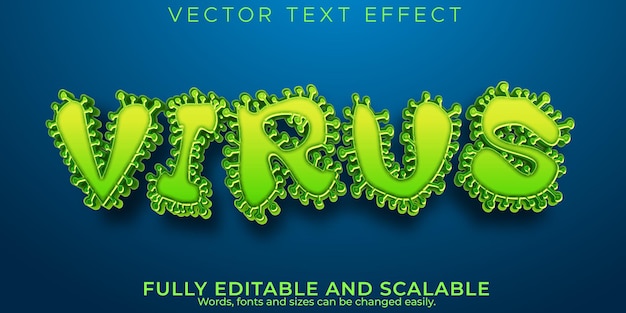 Virus covid text effect editable bacteria and flu text style