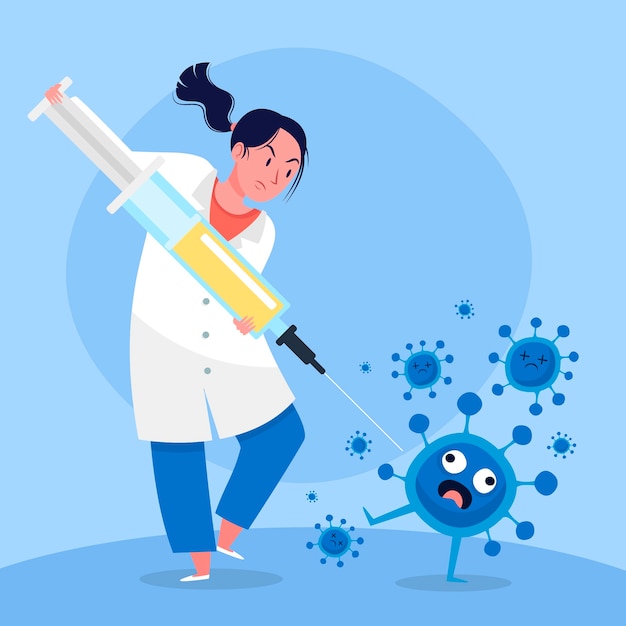 Free vector virus cure concept illustrated with doctor