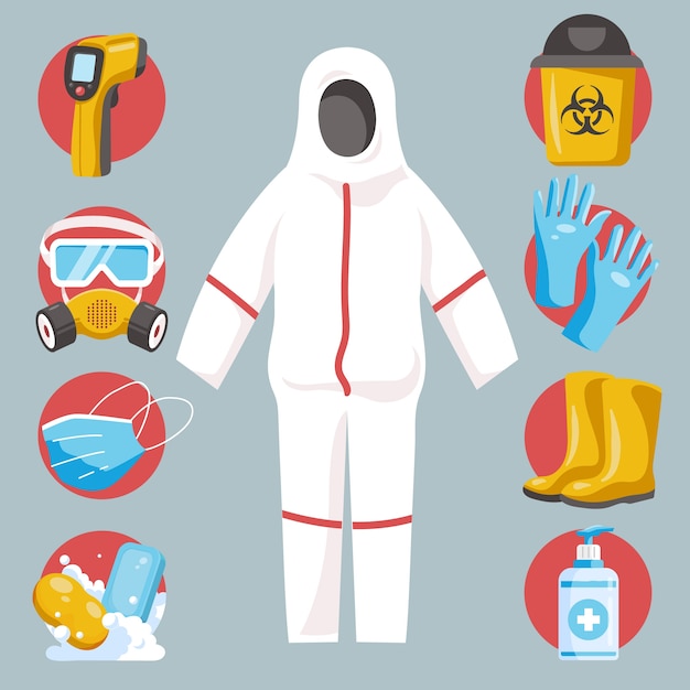 Free vector virus equipment protection element set