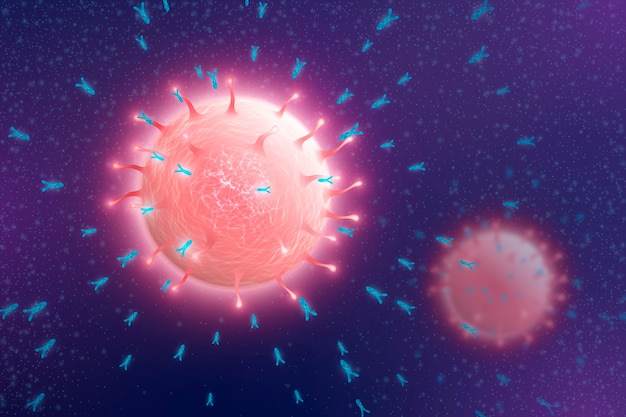 Free vector virus particles interacting with antibody molecules