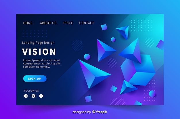 Vision 3Dの幾何学的なランディングページ