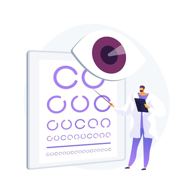 Vision screening abstract concept vector illustration. Vision test service, glasses prescription, eye disorder diagnostic, acuity testing, primary care in school, pediatric exam abstract metaphor.