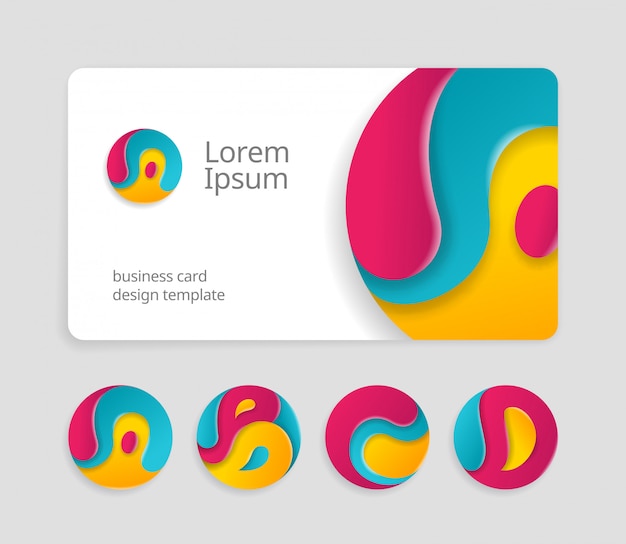 Visit card design template with abstract rounded signs