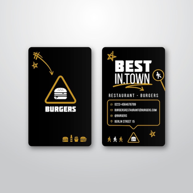 Visiting card template for burger restaurant