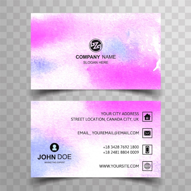 Visiting card template watercolor style