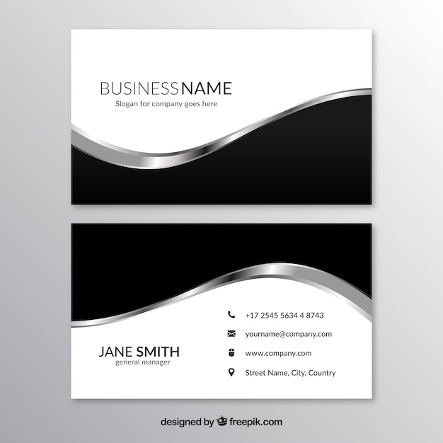 Visiting card with black and gray shapes