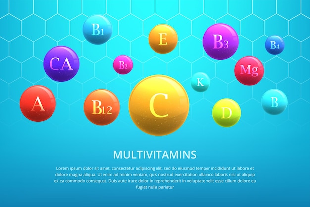 Vettore gratuito poster di vitamina per una vita sana