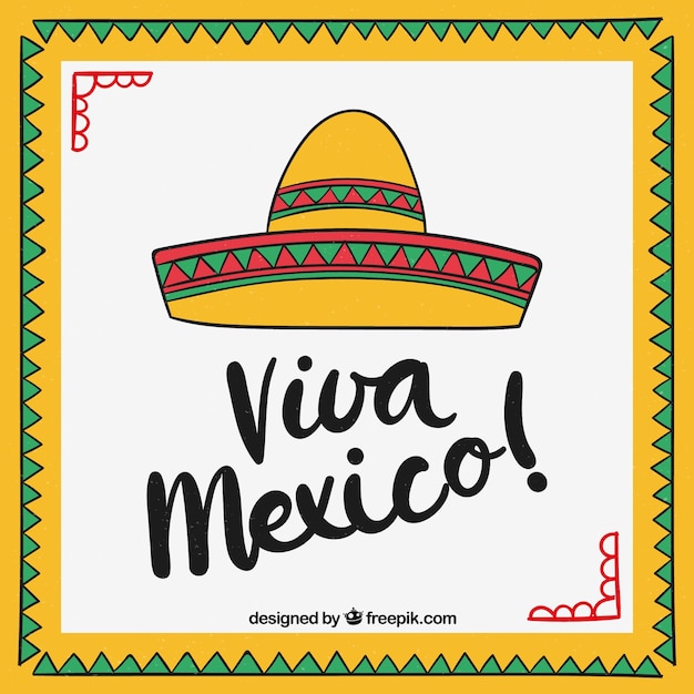 Free vector viva mexico lettering background with sombrero
