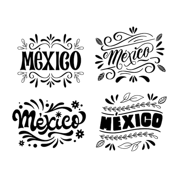 Free vector viva mexico lettering design set