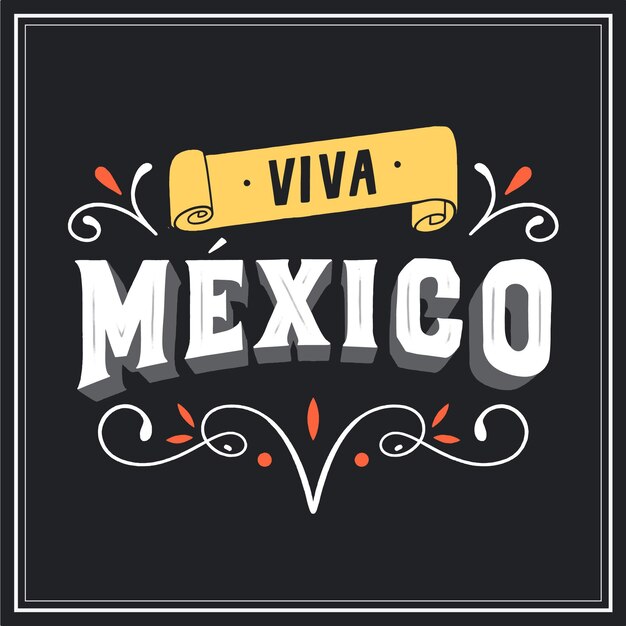 Viva mexico lettering with ornamental elements