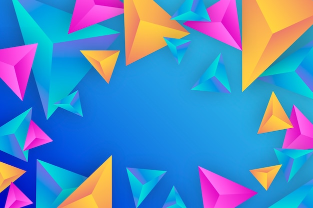 Free vector vivid colors 3d triangle background