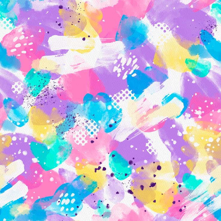 無料Vector 鮮やかな色の抽象的な水彩画のシームレスなパターン