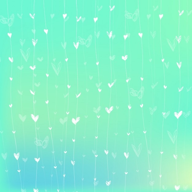 Vivid colors background with hanging white hearts