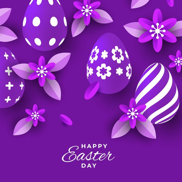 Vivid monochrome easter illustration in paper style