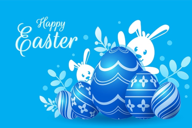 Vivid monochrome easter illustration in paper style