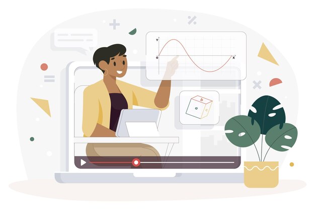オンライン授業イラスト 無料のベクター